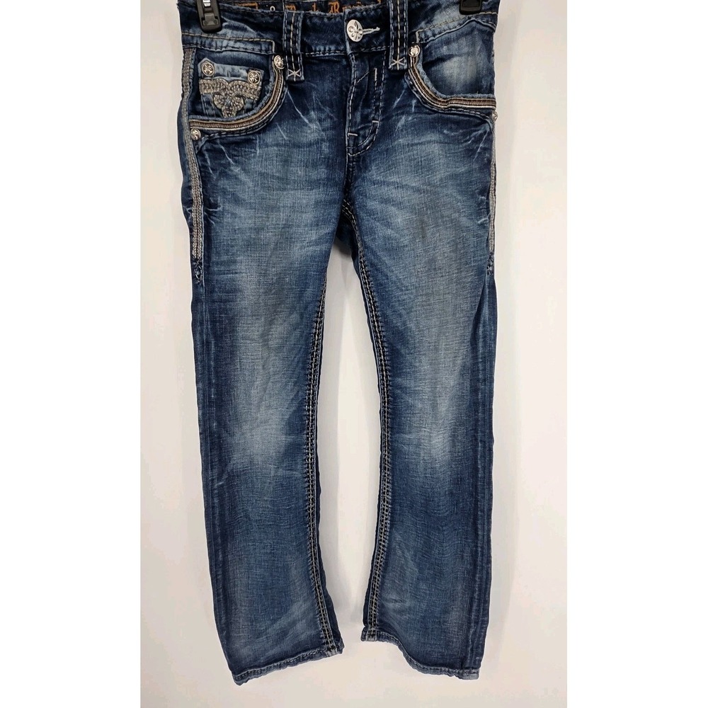 Rock Revival Men's Marston Jeans 28 Slim Bootcut Embellished 31x30